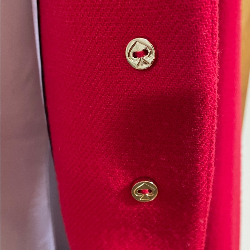 Kate Spade Womens Red Pea Wool Winter Coat Size 0 - Picture 9 of 11